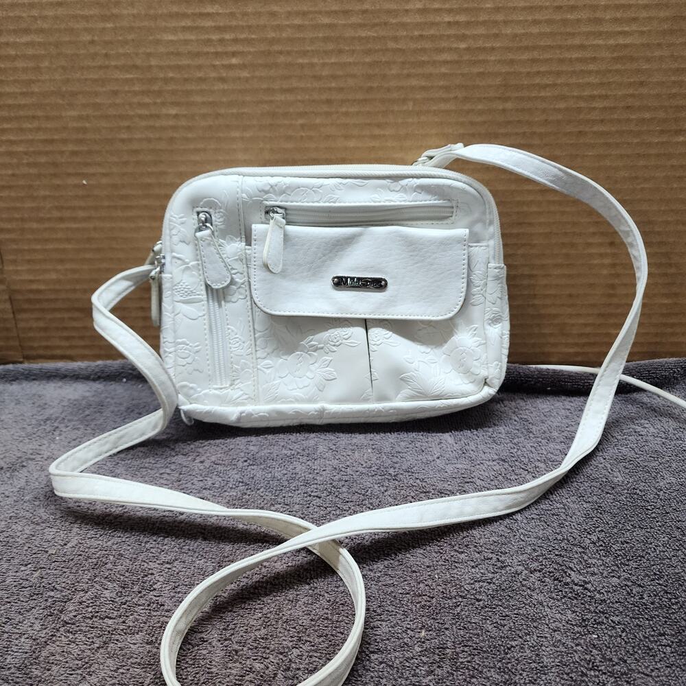 White Multi-Sac crossbody tooled Faux leather Crossbody purse b50